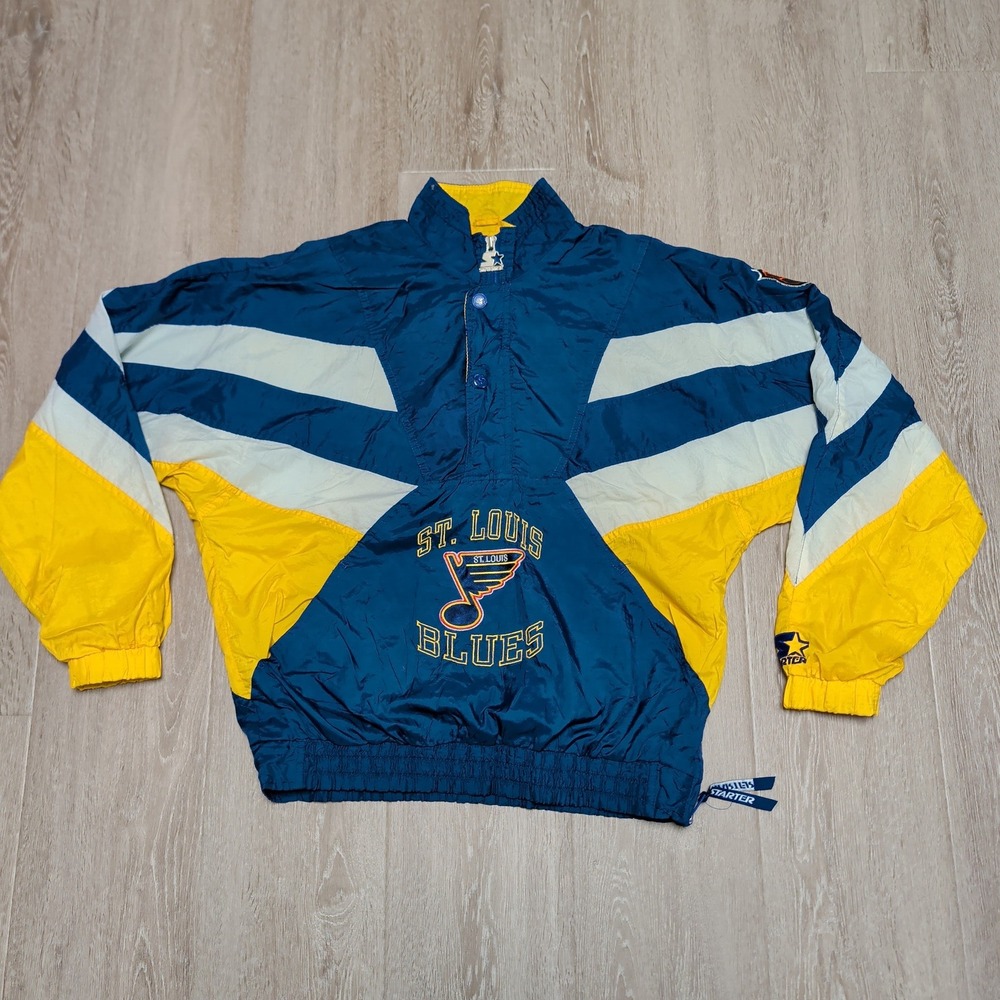 Vintage 90s Starter St. Louis Blues‎ Windbreaker Women L NHL Center Ice Pullover